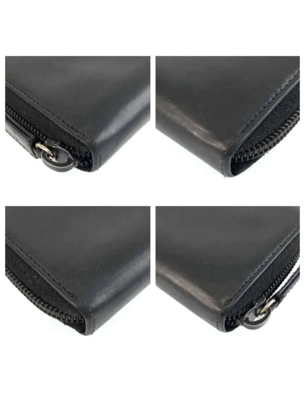 Prada Black Silver Leather Coin Purse